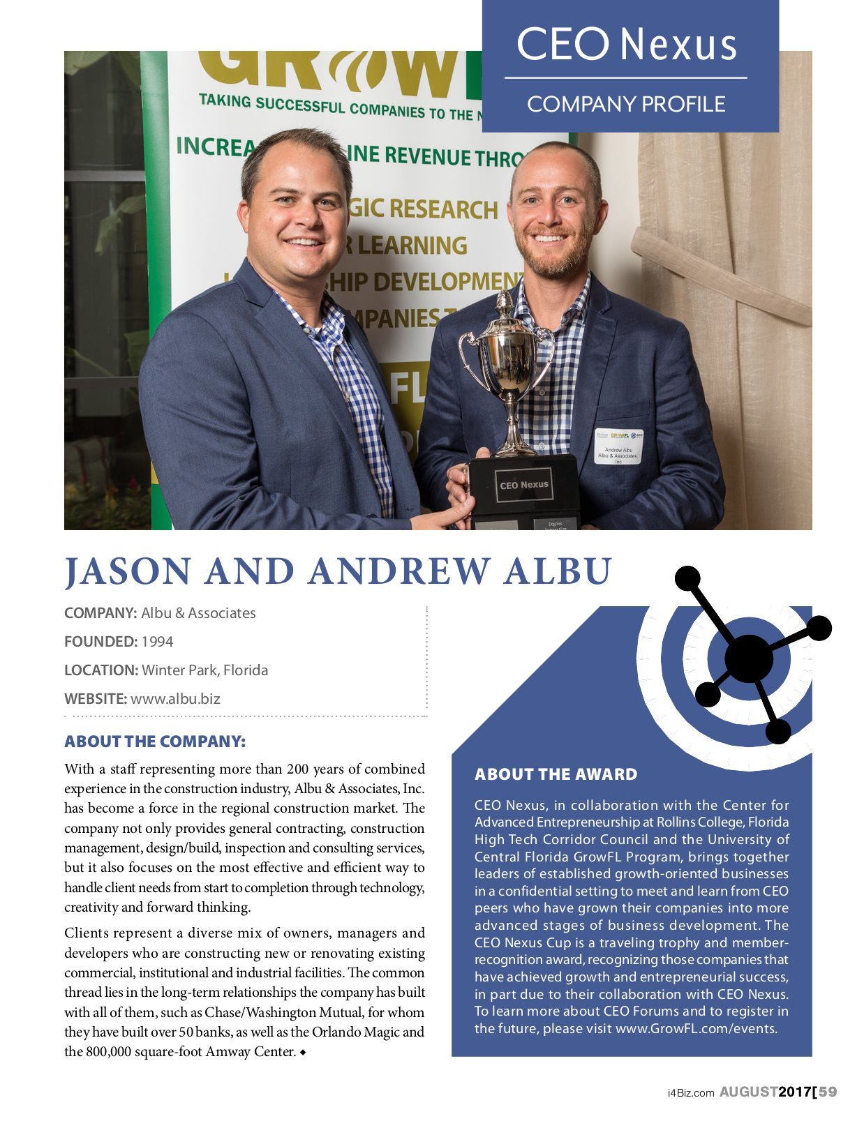 i4 Business Magazine Digital Edition: Albu & Associates, Inc. CEO Nexus Cup